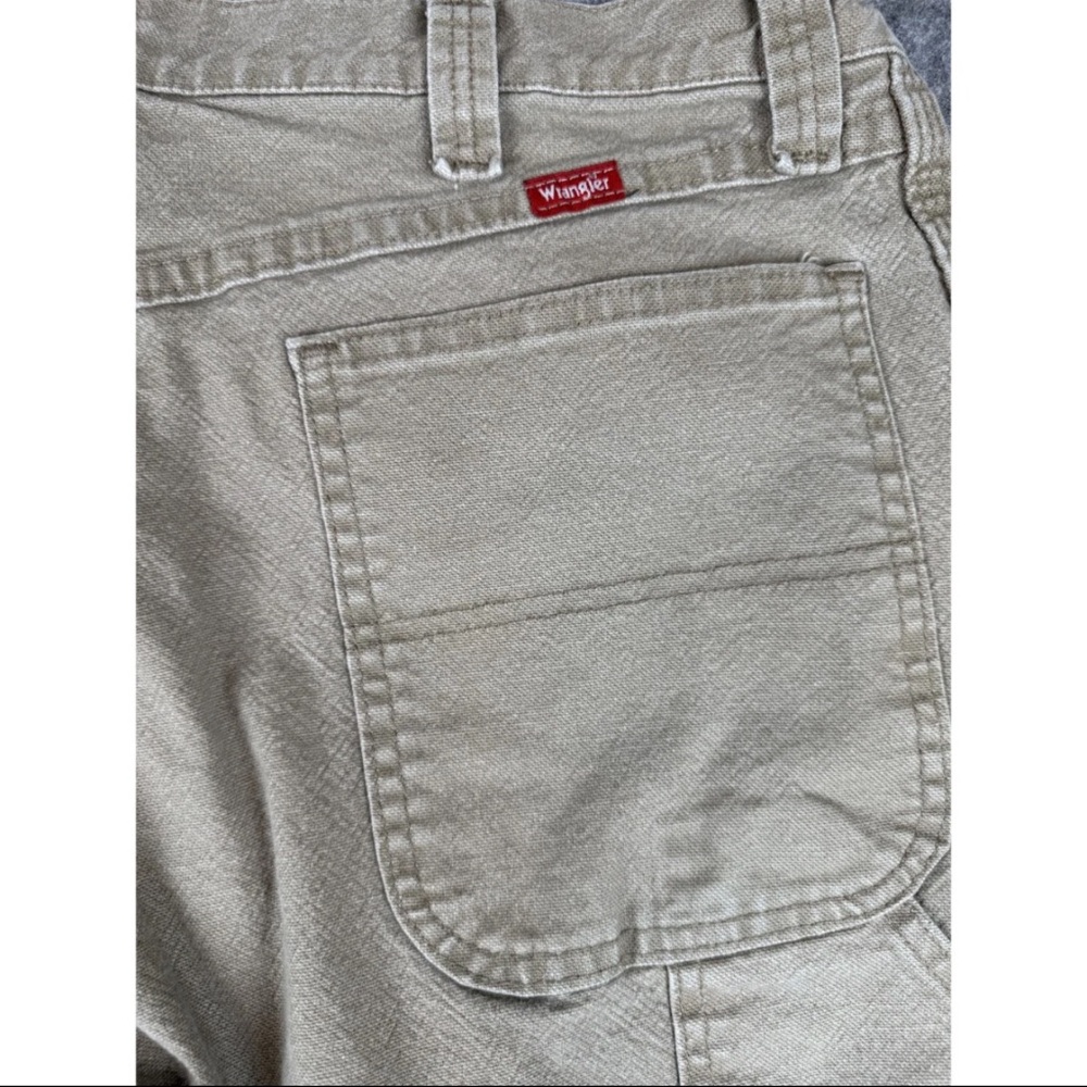 Wrangler Carpenter Jeans Mens 34 X 32 Khaki Cotton Workwear Straight Leg Comfort - Picture 5 of 5